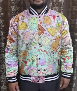 Custom Satin Varsityジャケット/Sublimation Satin Bomber JacketからPakistan