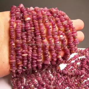 Gorgeous Sparkle Red Ruby Quartz Micro Chips Rough Rondell Beads Gorgeous Red Color size - 4 mm