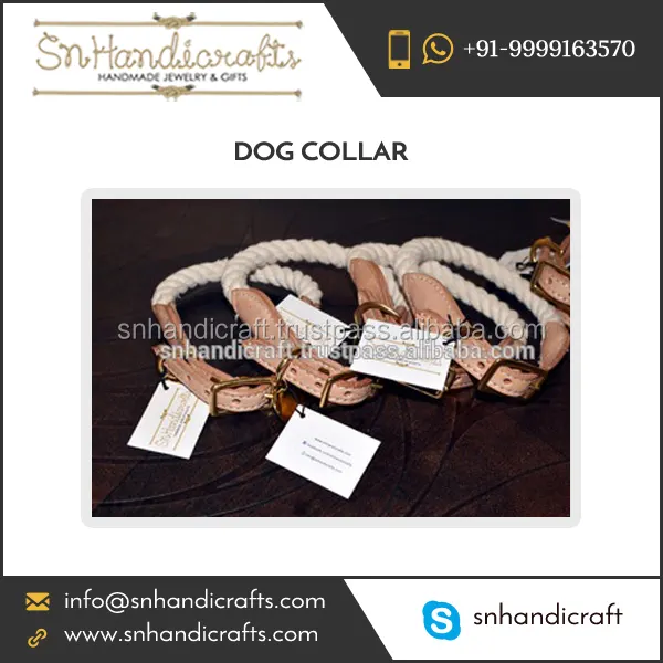 Quality Tested Light Weight Cotton Leather Dog Collar with Fine Stitching