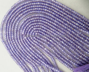 Collar de Moda con Cuentas de Circonita Cúbica (CZ) de Color Lavanda de 3 mm, Certificado por Terceros, con Hilos de Color Lila para Mujer - Product Image 1
