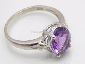 แหวนอัญมณีควอตซ์พลอยอเมทิสต์ธรรมชาติทำจากเงินแท้925ได้รับการรับรองจากการรับรองสำหรับงานแต่งงาน/ปาร์ตี้ครบรอบของขวัญ - Product Image 3