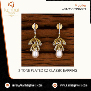 Boucles d'oreilles classiques Cz faites à la main Ad Jhumki 52745 bijoux en zircone cubique diamant américain Jhumki - Product Image 2