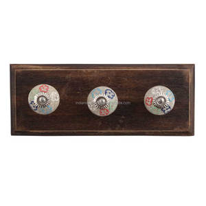 Handmade Wood Ceramic Floral Multicolor Decorative <b>Wall</b> Coat Hooks Reusable Utility Hat Coat Keys Bags Clothes Heavy Duty - Product Image 1