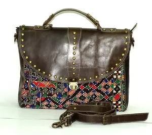 Vintage Banjara Laptop Bag Gypsy Leather Handbag