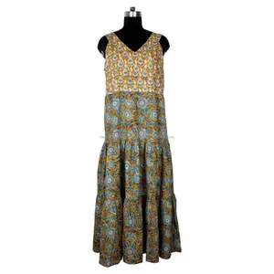 บล็อกมือพิมพ์ Sanganeri พิมพ์ยาว Kurti ผ้าฝ้าย100% อินเดียชัยปุระผู้ผลิต - Product Image 1