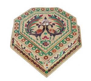 เพชรรูปตกแต่งแฮนด์เมด Meenakari กล่องช็อคโกแลต/ผลไม้แห้งกล่อง - Product Image 1