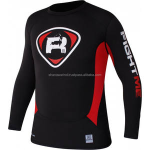 2021 Custom <b>Men's</b> Plus Size Compression Shorts Long <b>Sleeve</b> Rash Guard Shirt Waterproof Sublimation Design Polyester Plain Dyed - Product Image 4