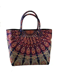 Dark Blue Mandala Hand bag handmade mandala tote bag Women Shoulder Messenger Indian Handmade Mandala Bag Ladies Purse Carry