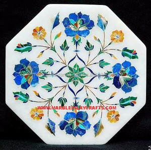 Top de Table à incrustation de marbre octogonale, meuble de Table - Product Image 1