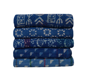<b>Vintage</b> Indigo Kantha <b>Quilt</b> Handmade Indigo Died Kantha Blanket - Product Image 1