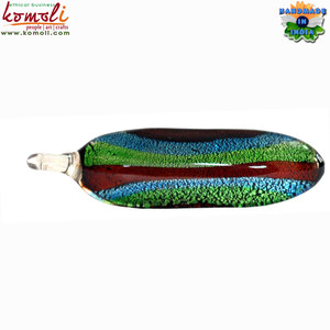 Lampe plafonnier led avec pendentif, travail de feuille d'argent, médaillon en verre de Murano, bijoux - Product Image 3