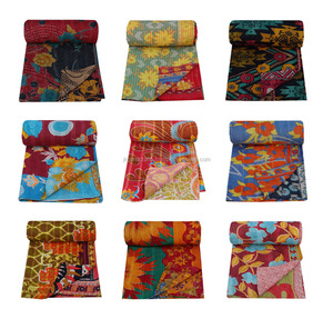 Wholesale Handmade Kantha <b>Quilt</b> <b>Vintage</b> Reversible Sari Kantha Throw - Product Image 1