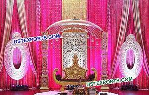 ไม้แกะสลักเวทีแต่งงานสไตล์โมเดิร์นนกยูงเสาไม้ขั้นตอนสง่างามเวทีงานแต่งงาน - Product Image 4