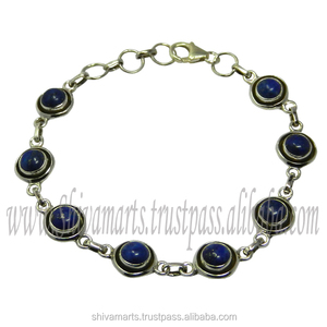 Bracelet fait main en argent Sterling 925 pour femme Lapis Lazuli naturel pierre précieuse plaqué rhodium Style Vintage cadeau parfait bijoux - Product Image 3