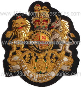 Customized Uniform Blazer Badges Felt <b>Fabric</b> Hand Embroidery <b>Sequins</b> Bullion <b>Gold</b> Wire 3D Nickel-Free Crests Rank - Product Image 6