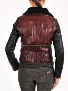 Elegante chaqueta de motorista de cuero negro y marrón para mujer, abrigo de moda de motocicleta ajustado, ropa de abrigo moderna de calidad Premium - Product Image 5