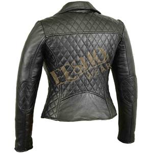 Asymmetrical Zipper Quilted Breathable Motorcycle Leather <b>Jacket</b> Stylish Casual for Men and Women Comfortable Fit - Product Image 2