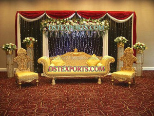 Nawab Walima Stage Furniture New Design <b>Gold</b> Plated Furniture Muslim Wedding Stage Furniture - Product Image 3