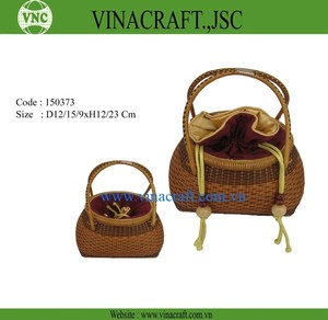 Bolso de mano de bambú y lona reutilizable de moda Logotipo personalizado Modelo 150373 para viajes de compras o regalos - Product Image 1