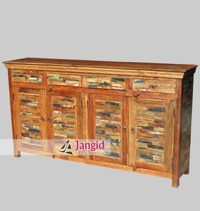 Meuble de rangement vintage en teck recyclé pour salon, meuble indien pour chambre d'hôtel ou ferme - Product Image 5