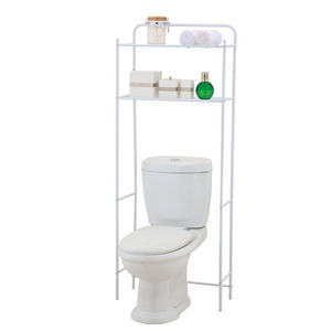 Étagère de salle de bain minimaliste en métal à 2 niveaux, support de rangement autoportant, design gain de place - Product Image 6