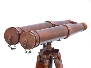 Télescope de l'amiral en cuivre antique avec support en bois jumelles nautiques nouveauté cadeau debout au sol - Product Image 4