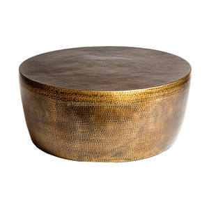 โต๊ะกาแฟทรงกลมหรูหราสีดำลายตอกแบบโบราณ - Product Image 1