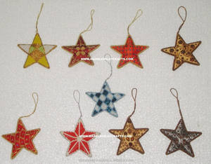 Bulk Stars Zari Embroidery Handmade Christmas Ornament - Product Image 1