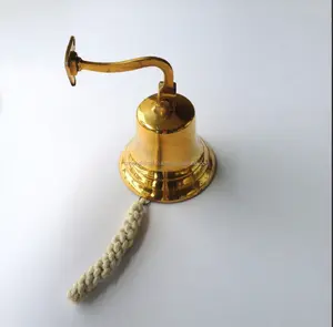 Campana Náutica de Latón Macizo de 5 Pulgadas con Cordón de Cuerda, Creaciones Hechas a Mano - Product Image 1