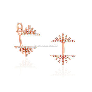 14K Oro H Color SI Diamante Pave Hermoso Diseño Stud Pendientes - Product Image 1