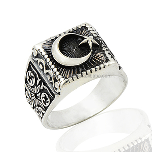 925 Sterling <b>Silver</b> Turkish Moonstar <b>Men</b> <b>Ring</b> Original Hot Selling <b>Rings</b> Antique Pattern <b>Silver</b> Color <b>Men</b> <b>Ring</b> Vintage Jewelry - Product Image 1