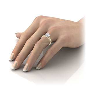 แหวนเพชรโมอิสทรงกลมสีขาว2.00แท้14K ชุบทองหมั้นและของขวัญครบรอบปีสำหรับผู้หญิง - Product Image 3