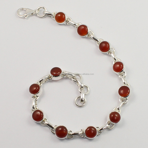 925 Sterling Silver Cornaline Gemstones Women's Chain & Link Bracelet pour Party Wedding Gift Occasions-Grossiste Fournisseur - Product Image 1