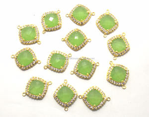 925 Sterling Silver Prehnite Calcédoine Pendentif Collier 12mm Coussin Forme Gemme Lunette Bijoux Bijoux Résultats Composants" - Product Image 2