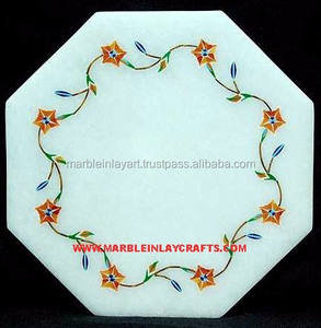 Plateaux de table basse en marbre blanc - Product Image 1