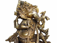 Sculpture de seigneur Ganesha en laiton doré indien fait à la main de qualité supérieure, Statue, décoration de la maison, articles cadeaux SMG-88