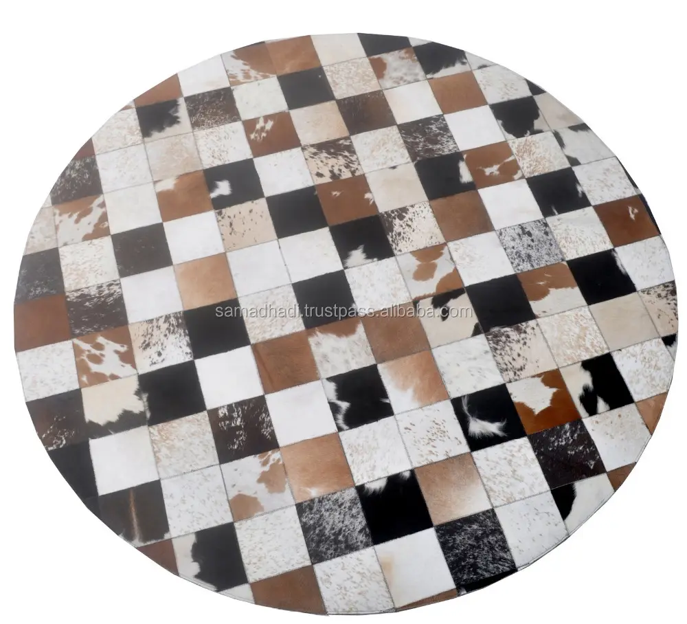 Genuine Hair On Cowhide Leather Embroidered Carpet Manufacturers from India for Bulk Quantity Sale