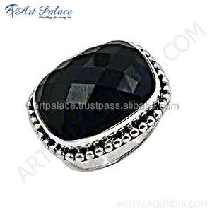 Luxueux beau travail à la main autour de la forme de bouclier d'onyx noir bagues en argent sterling 925 bijoux fins personnalisés - Product Image 2