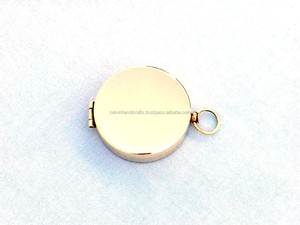 Antique Vintage Nautical Brass <b>Compass</b> Pendant Necklace Solid Brass with Angel Theme Metal Casting Gravure Printing Techniques - Product Image 3