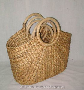 <b>Vintage</b> round Twist Pattern Rattan Luxury Composite Tote <b>Handbags</b> with Leather Lining for Beach Use Made in Vietnam - Product Image 5