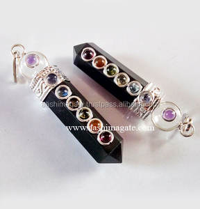 Vente en gros de 2 pendentifs faits à la main en agate tourmaline chakra quartz rose noir Feng Shui pierres de mascotte pierres de guérison directe - Product Image 3