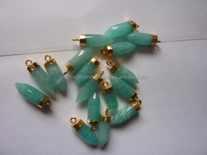 Estilo Vintage amazonita lápiz punta cuerno punta bala cabeza forma chapado en oro finos colgantes fiesta encantos joyería de moda - Product Image 2