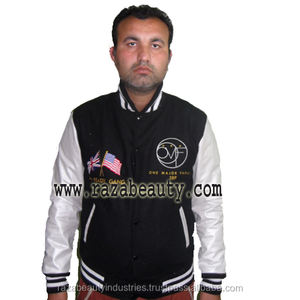 Chaquetas con letras de béisbol de chenilla bordadas de lana con logotipo personalizado para hombre, chaqueta universitaria de manga de cuero en blanco Vintage para hombre - Product Image 2