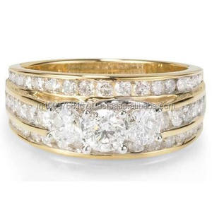 Anillos de boda de oro auténtico de 10K/14K/18k de diamante cultivado en laboratorio de corte redondo de 1 quilate personalizados joyería de moda romántica para fiestas - Product Image 1