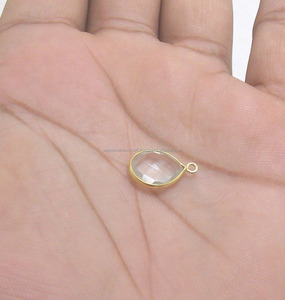 เครื่องประดับควอตซ์พลอยใสสีเงินสเตอร์ลิง925พร้อมขั้วต่อเหลี่ยมเพชรพลอยชุบทอง - Product Image 2