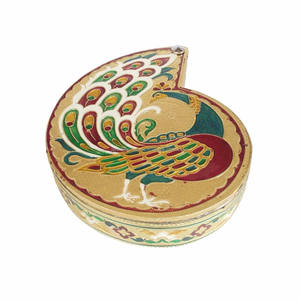 Boîte à chocolat décorative en meenakari faite à la main, motif paon |   Boîte de fruits secs |   Boîte de rangement au meilleur design - Product Image 5