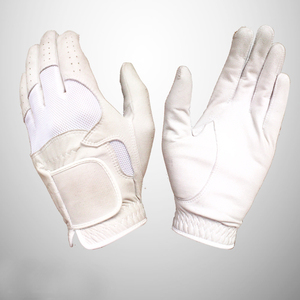 Guantes de golf de cuero Cabretta blanco con lengüetas de mano Productos de cuero de calidad - Product Image 1
