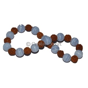 Blue Lace Agate with Rudraksha <b>Bracelets</b> : Wholesale Rudraksha <b>Bracelets</b> - Product Image 1