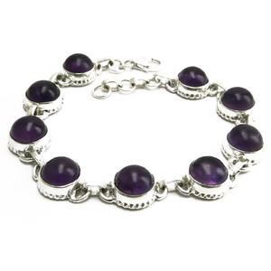 Pulsera de Plata de Ley 925 con Amatista Púrpura de Diseño Impresionante, Joyas Shri Ashapura, Joyería de Moda Bohemia Cristiana Unisex - Product Image 4
