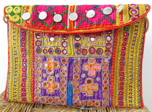 Banjara, bandolera Vintage para mujer, bandolera, bolso de mano bohemio gitano, bordado de espejo, embragues portátiles de algodón para mujer - Product Image 3